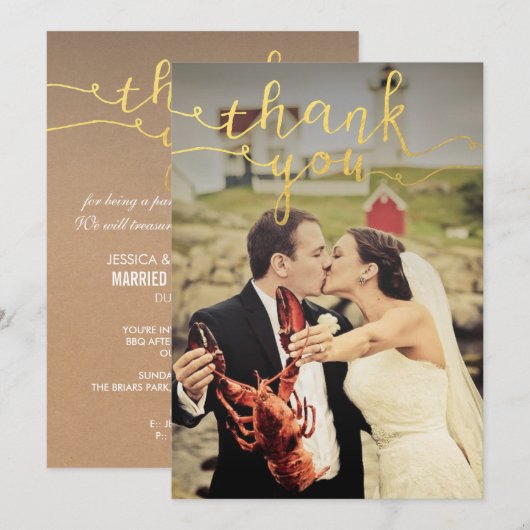 Trouwfoto Gold Folie Dank u kaarten (Voorkant / Achterkant)