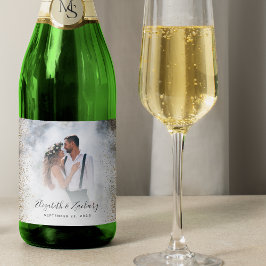 Trouwfoto Goud Glitter Sparkling Wijnetiket