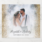Trouwfoto Gouden Glitter Sparkling Wijnetiket (Enkel label)