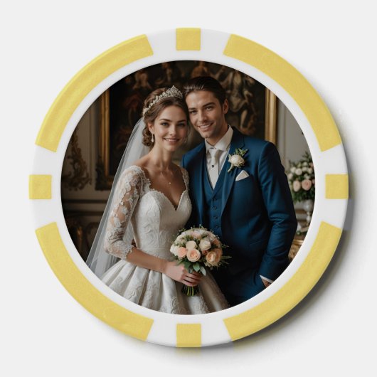 Trouwfoto Gouden Rococo Monogram Poker Chips (Voorkant)