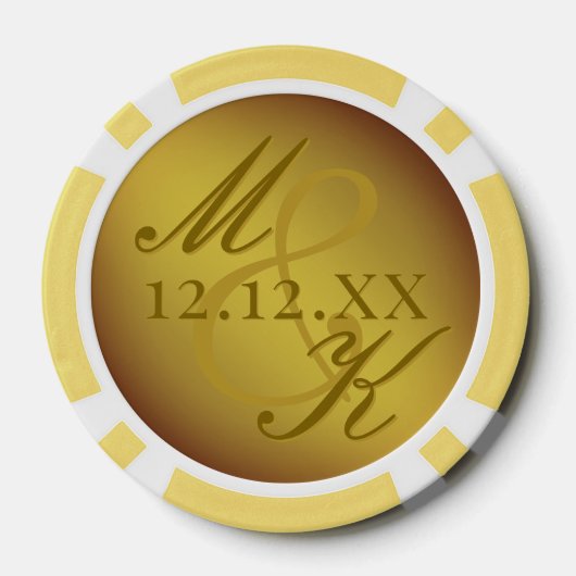 Trouwfoto Gouden Rococo Monogram Poker Chips (Achterkant)