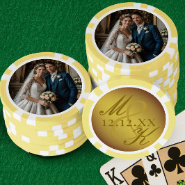 Trouwfoto Gouden Rococo Monogram Poker Chips