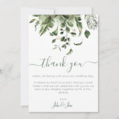 Trouwfoto, groen huis plant verlaat bruiloft bedankkaart (Voorkant)