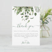 Trouwfoto, groen huis plant verlaat bruiloft bedankkaart (Staand voorkant)