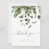 Trouwfoto, groene tuin bruiloft bedankkaart (Voorkant)