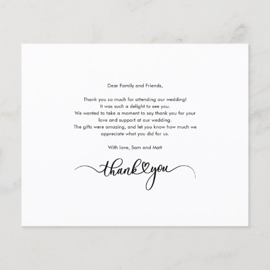 Trouwfoto handgeschreven bedankkaart (Achterkant)