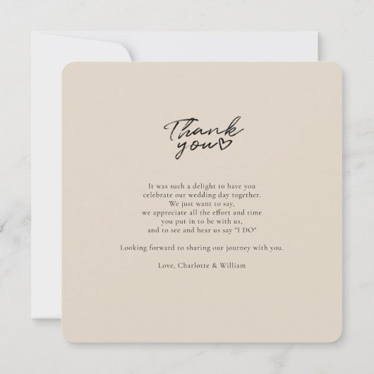 Trouwfoto Handgeschreven Elegante Dankjewel Bedankkaart (Achterkant)