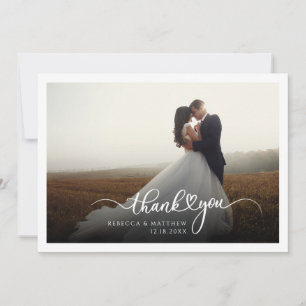 Trouwfoto handgeschreven script bedankkaart