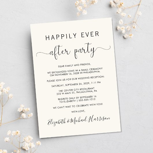 Trouwfoto Happily Ever After Cream Ontvangst Kaart