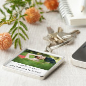 Trouwfoto Happily Ever After Naam Datum Sleutelhanger (Zijkant)