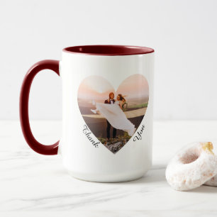Trouwfoto Hart Bedankt Cadeautjes in dieprood Mok