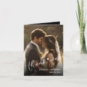 Trouwfoto Hart Gevouwen Dank u Notitiekaartje (Voorkant)