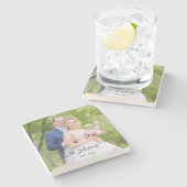 Trouwfoto Hart Swash Handtekening  Stenen Onderzetter (Zijkant)