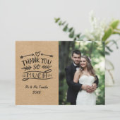 Trouwfoto Hartelijk Dank Rustieke Kraft Boho Bedankkaart (Staand voorkant)