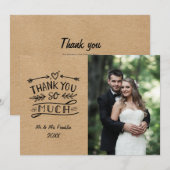 Trouwfoto Hartelijk Dank Rustieke Kraft Boho Bedankkaart (Voorkant / Achterkant)