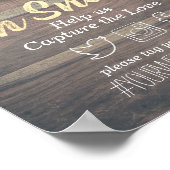 Trouwfoto-hashtag Kantwerk Zonnebloem Houten Licht Poster (Hoek)