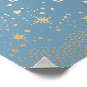 Trouwfoto Hemelse lichtblauwe sterren Maan Poster (Hoek)