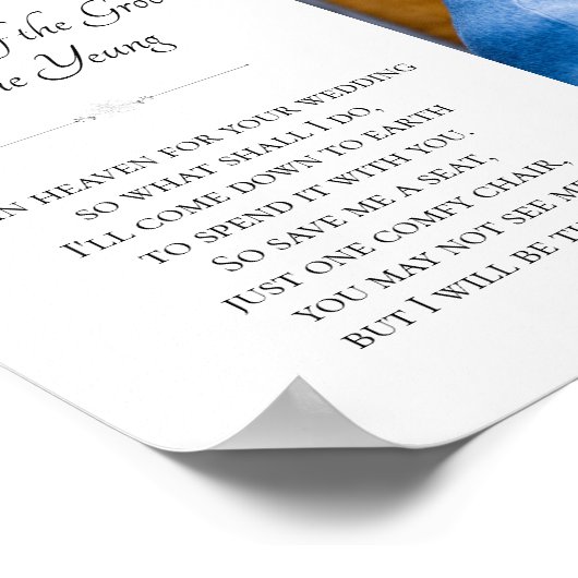 Trouwfoto-herdenkingsbord voor overleden moeder va poster (Hoek)