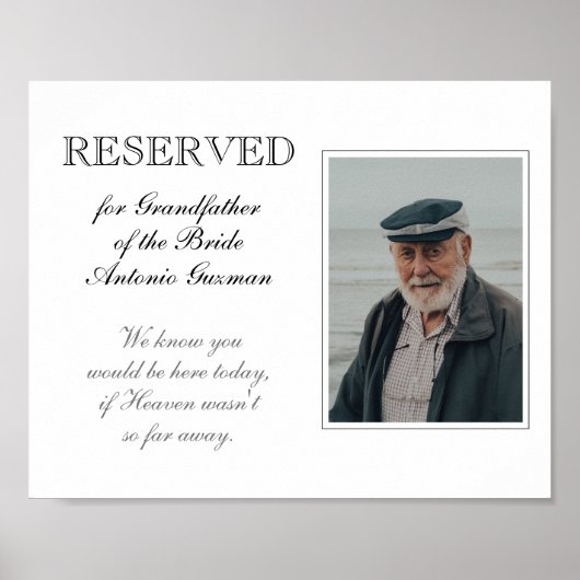 Trouwfoto-herdenkingsfoto Grootvader van de Bruid Poster (Voorkant)