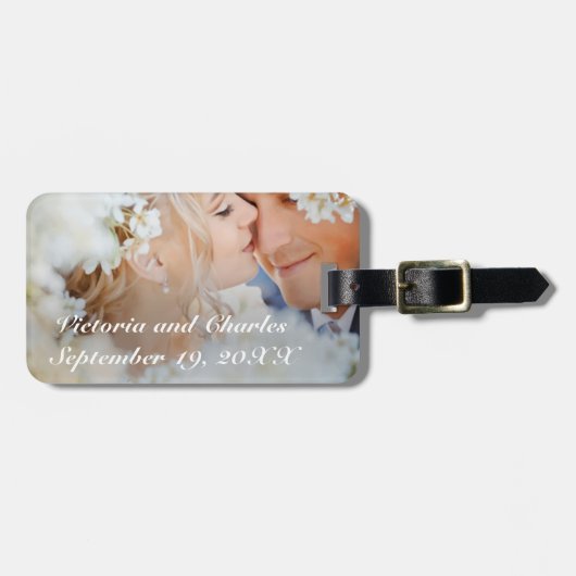 Trouwfoto Honeymoon Trouw Bagage Label (Voorkant horizontaal)