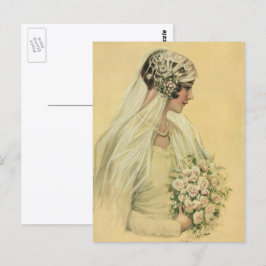 Trouwfoto in vintage stijl, Victoriaanse bruid Briefkaart