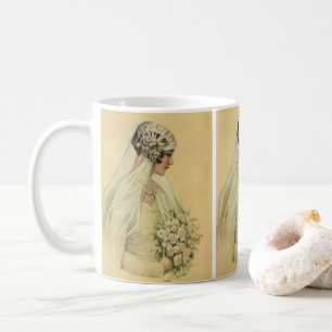 Trouwfoto in vintage stijl, Victoriaanse bruid Koffiemok