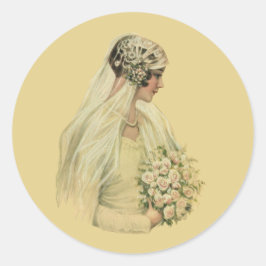 Trouwfoto in vintage stijl, Victoriaanse bruid Ronde Sticker