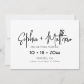 Trouwfoto in zwart en wit save the date (Achterkant)