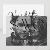 Trouwfoto in zwart en wit save the date (Voorkant / Achterkant)