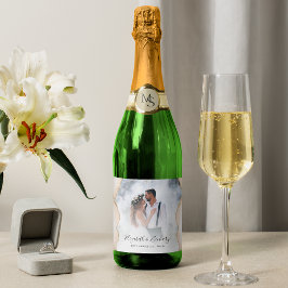 Trouwfoto Ivoor Goud Agaat Sparkling Wijnetiket