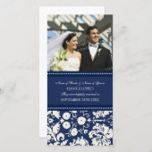 Trouwfoto kaart blauwe damast (Voorkant / Achterkant)