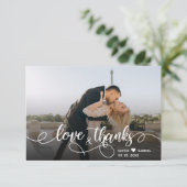 Trouwfoto kalligrafie Dank u kaart (Staand voorkant)