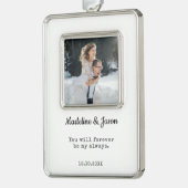 Trouwfoto Keepsake | Passen getrouwd Verzilverd Omlijst Ornament (Links)