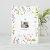 Trouwfoto Koppel Wilde Bloemen Dank Je Bedankkaart (Staand voorkant)