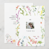 Trouwfoto Koppel Wilde Bloemen Dank Je Bedankkaart (Voorkant / Achterkant)