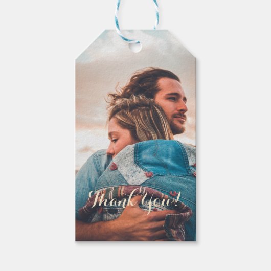 Trouwfoto Luxe Bedankkaart Cadeaulabel (Voorkant)