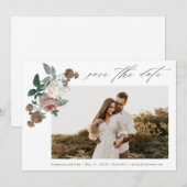 Trouwfoto met bloemen save the date (Voorkant / Achterkant)