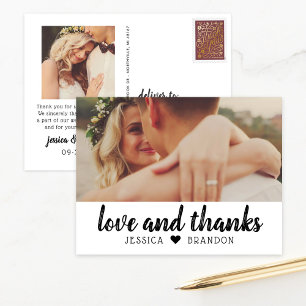 Trouwfoto met Casual Love and Thanks Briefkaart