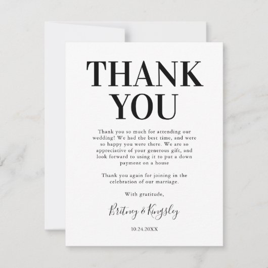 Trouwfoto met dankbetuiging bedankkaart (Voorkant)