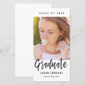 Trouwfoto met de hand geborsteld diploma aankondig aankondiging (Voorkant / Achterkant)