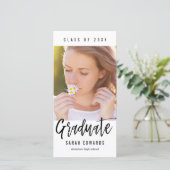 Trouwfoto met de hand geborsteld diploma aankondig aankondiging (Staand voorkant)