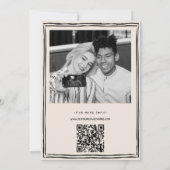 Trouwfoto met de Hand Getekende QR Code Bruiloft Kaart (Achterkant)