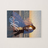 Trouwfoto met fancy monogram legpuzzel (Horizontaal)