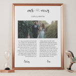 trouwfoto met geleerde moderne kalligrafie imitatie canvas print<br><div class="desc">volledig bewerkbaar trouwlettertype met een gepersonaliseerd paar foto's en geloften,  een modern lettertype voor hartcalligrafie. Een geweldige huwelijkssouvenir voor je bruiloft of als het perfecte cadeau voor een pas getrouwd stel!</div>