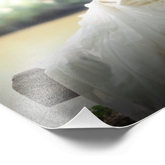 Trouwfoto met gouden confetti-achtergrond als aand foto afdruk (Hoek)