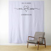 Trouwfoto met hart en lavendel Mr Mrs Wandkleed (In situ)