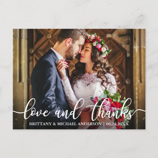 Trouwfoto met 'Liefde en Dank' Briefkaart (Voorkant)