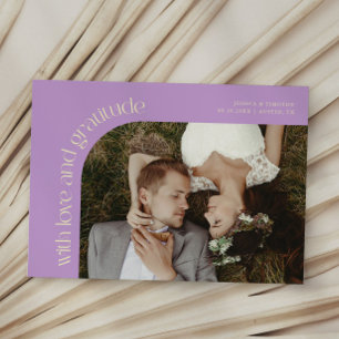 Trouwfoto met liefde en dankbaarheid Wisteria Bedankkaart