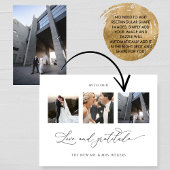 Trouwfoto met monogram, "Met liefde en dankbaarhei Bedankkaart