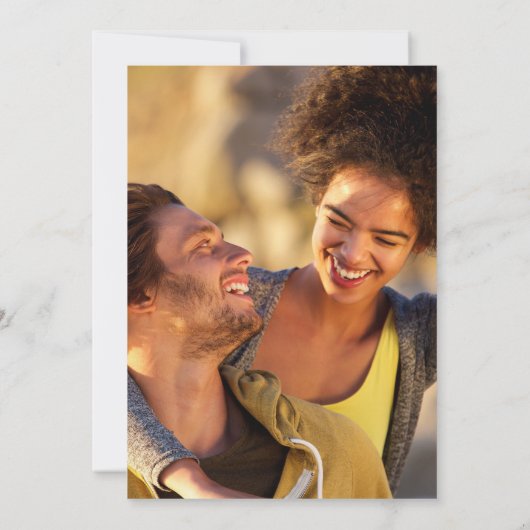 Trouwfoto met Navy Blauwe Stof Rose Bloemen en Gou Kaart (Achterkant)